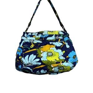 Old Navy Y2K Vintage Blue Floral Print Fabric Small Handbag Purse